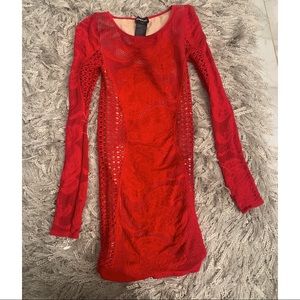 BEBE Red long sleeve dress  Size Small